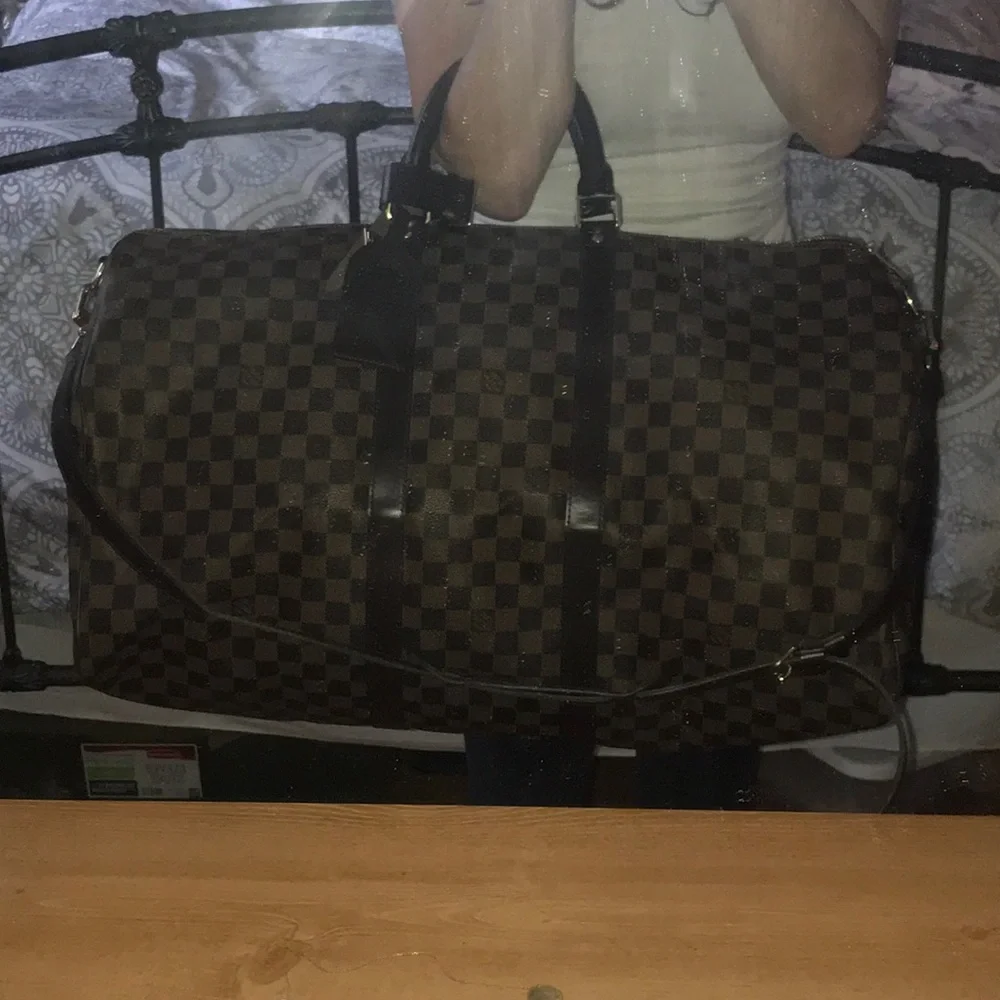 Louis Vuitton Brown Damier Ebene Keepall Travel Bag 55